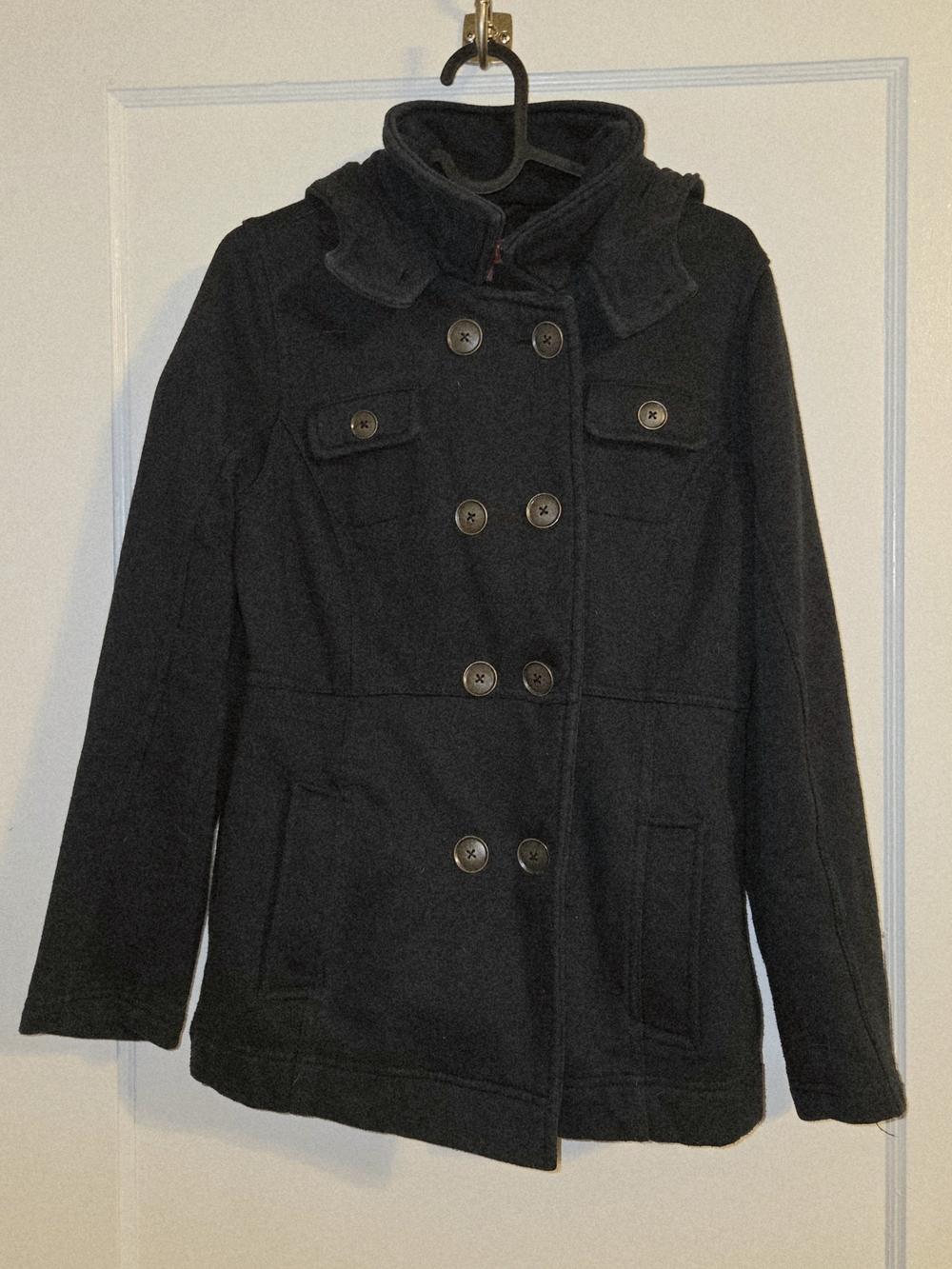 Mossimo Classic Double-Breasted Black Peacoat Style Jacket